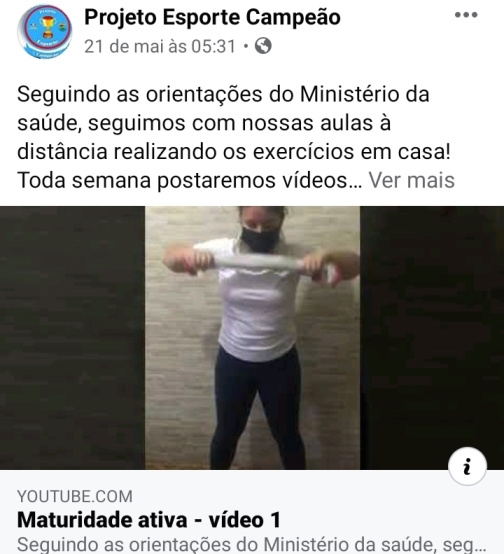 Projeto Esporte Campeão disponibiliza aulas à distância