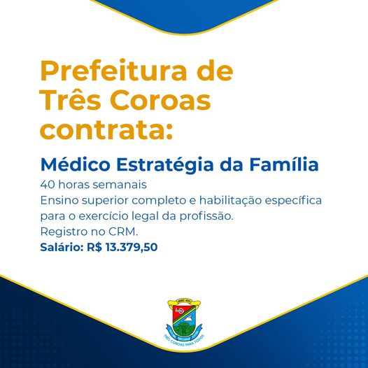 Prefeitura contrata Médico Estratégia da Família!
