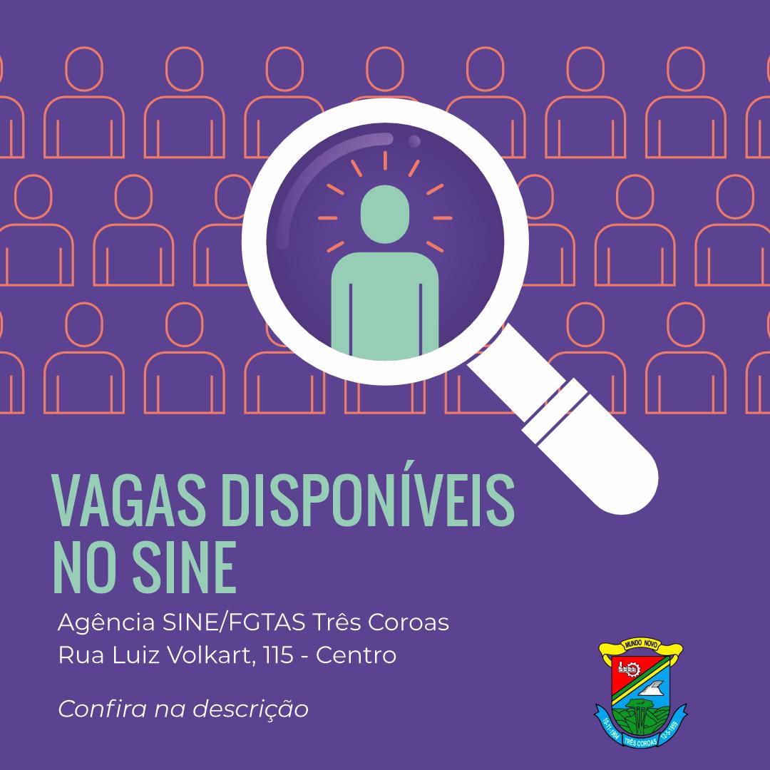 VAGAS DISPONÍVEIS NO SINE!