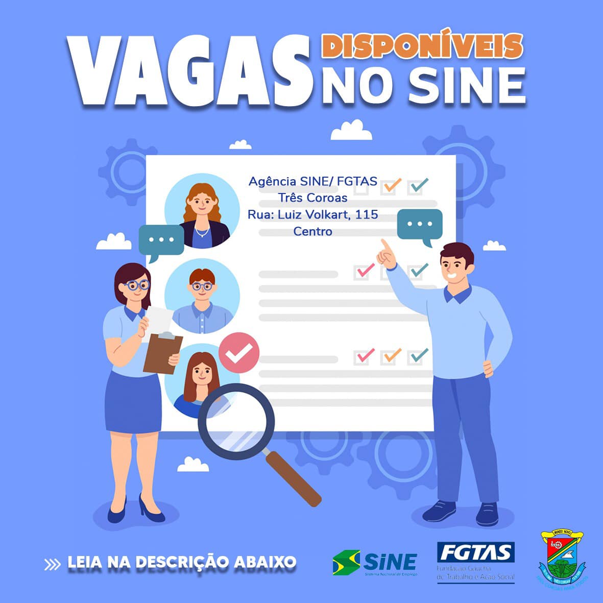 Vagas: FGTAS/SINE