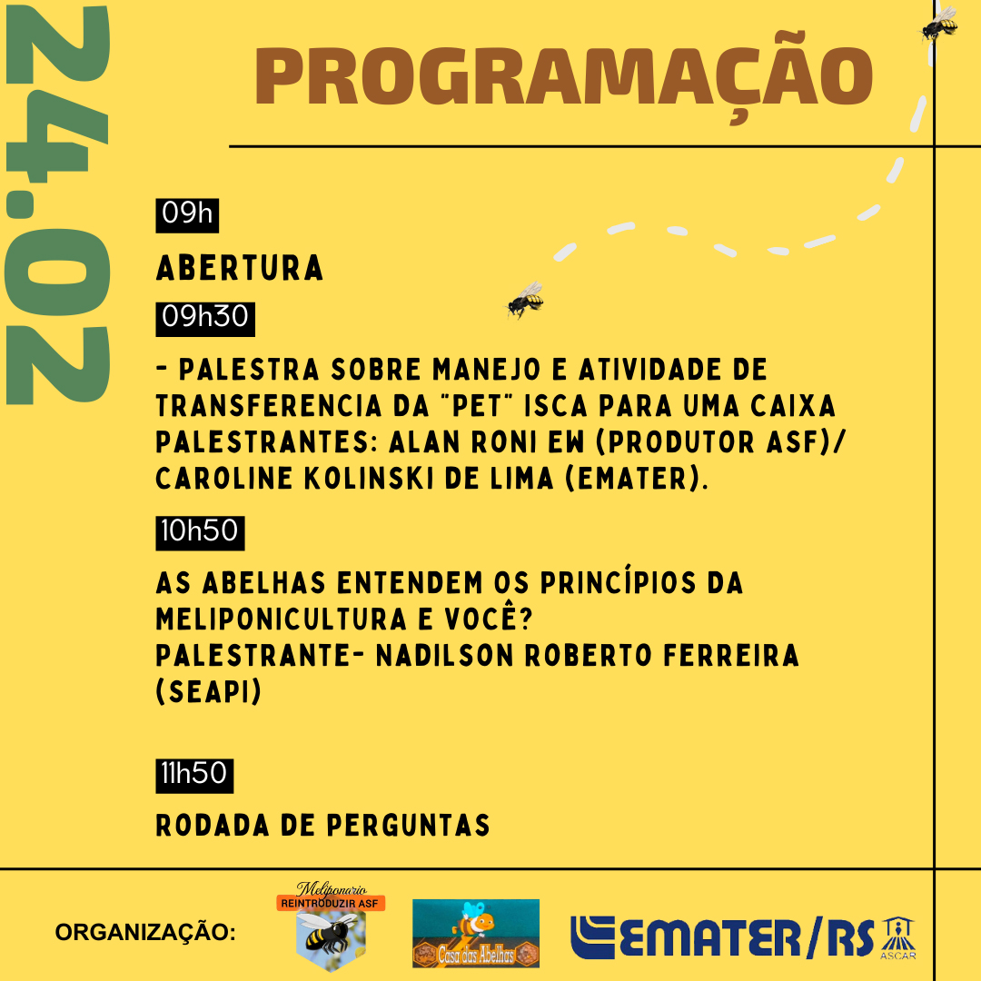 Programação do 1º Encontro de Meliponicultura